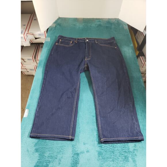 Levis 505 Jeans Size 38x21 Mens Blue Pants Red Tab Denim Relaxed Straight Hemmed - Picture 1 of 14